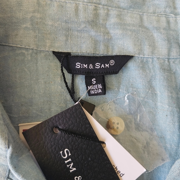NWT SIM & SAM SHORT SLEEVE DENIM BUTTON UP SHIRT - Picture 6 of 7
